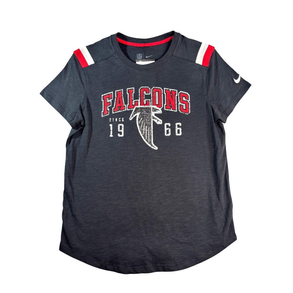 Nike NFL Atlanta Falcons Womens T-Shirt Grey 1966 Distressed Logo NKZ2-FB49 S